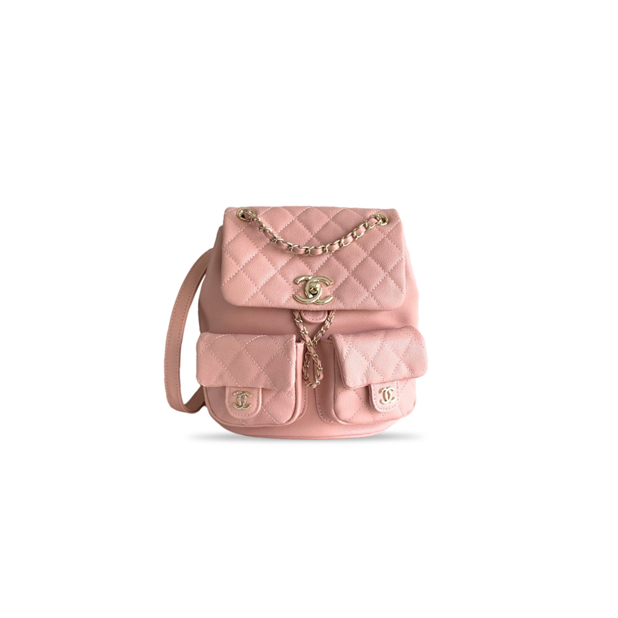 CHANEL MASTER CALFSKIN QUILTED DUMA POCKETS DRAWSTRING BACKPACK PINK (21*20*12cm)
